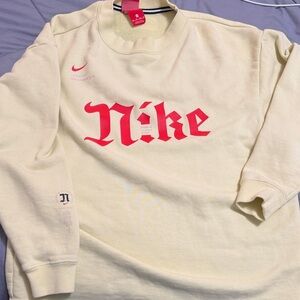 Nike Cream and Red Crewneck Sweater